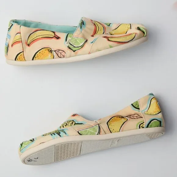 Toms Womens 6.5 Venice Collection Fruit Print Canvas Flats Summer Casual Fun - Picture 3 of 7